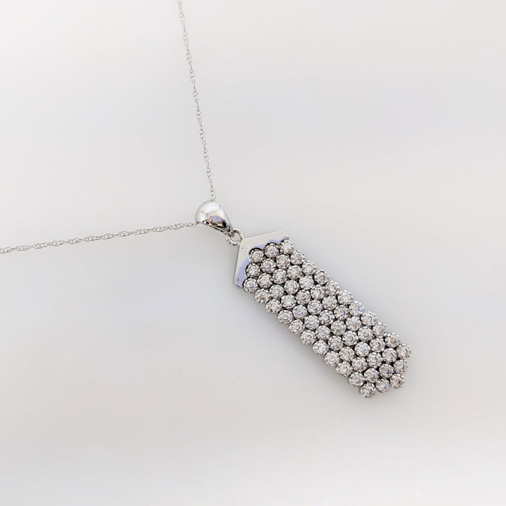 14K WHITE 1.20 CARAT TOTAL WEIGHT SI1 I DIAMOND ROUND (60) DANGLE ESTATE PENDANT & CHAIN 8.3 GRAMS