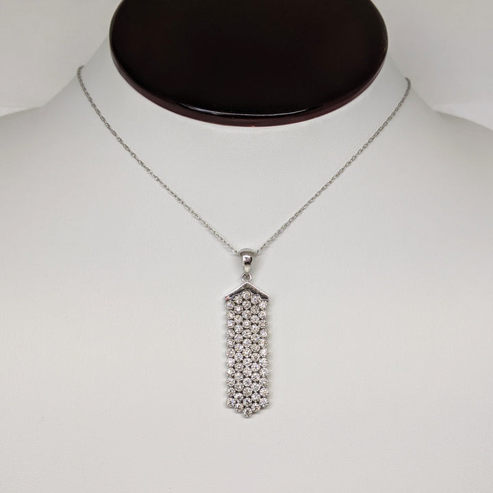 14K WHITE 1.20 CARAT TOTAL WEIGHT SI1 I DIAMOND ROUND (60) DANGLE ESTATE PENDANT & CHAIN 8.3 GRAMS