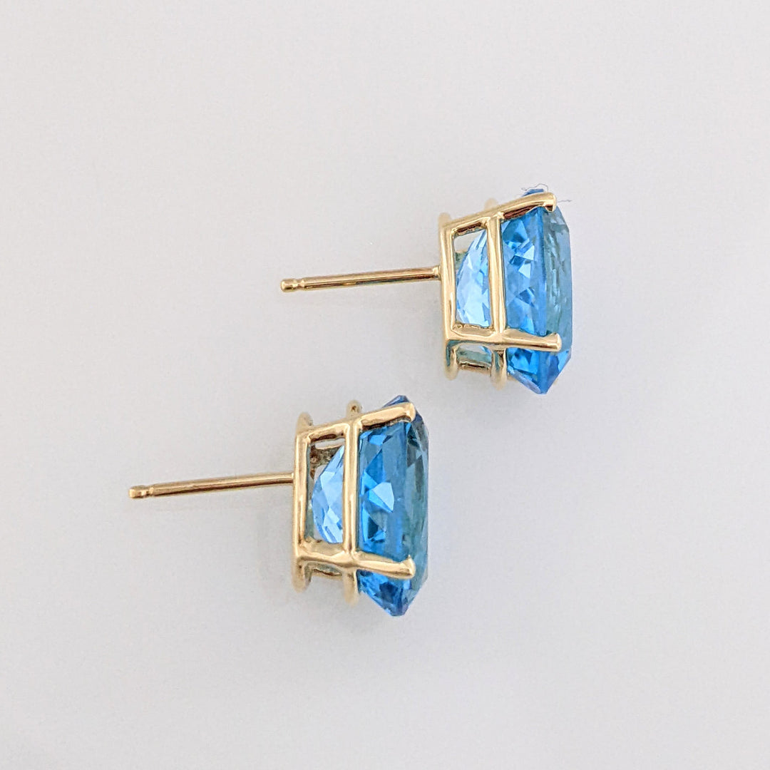 14K BLUE TOPAZ OVAL 10X12 ESTATE STUD EARRINGS 3.9 GRAMS