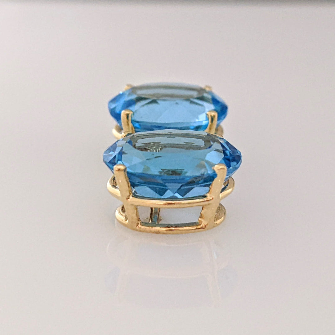 14K BLUE TOPAZ OVAL 10X12 ESTATE STUD EARRINGS 3.9 GRAMS
