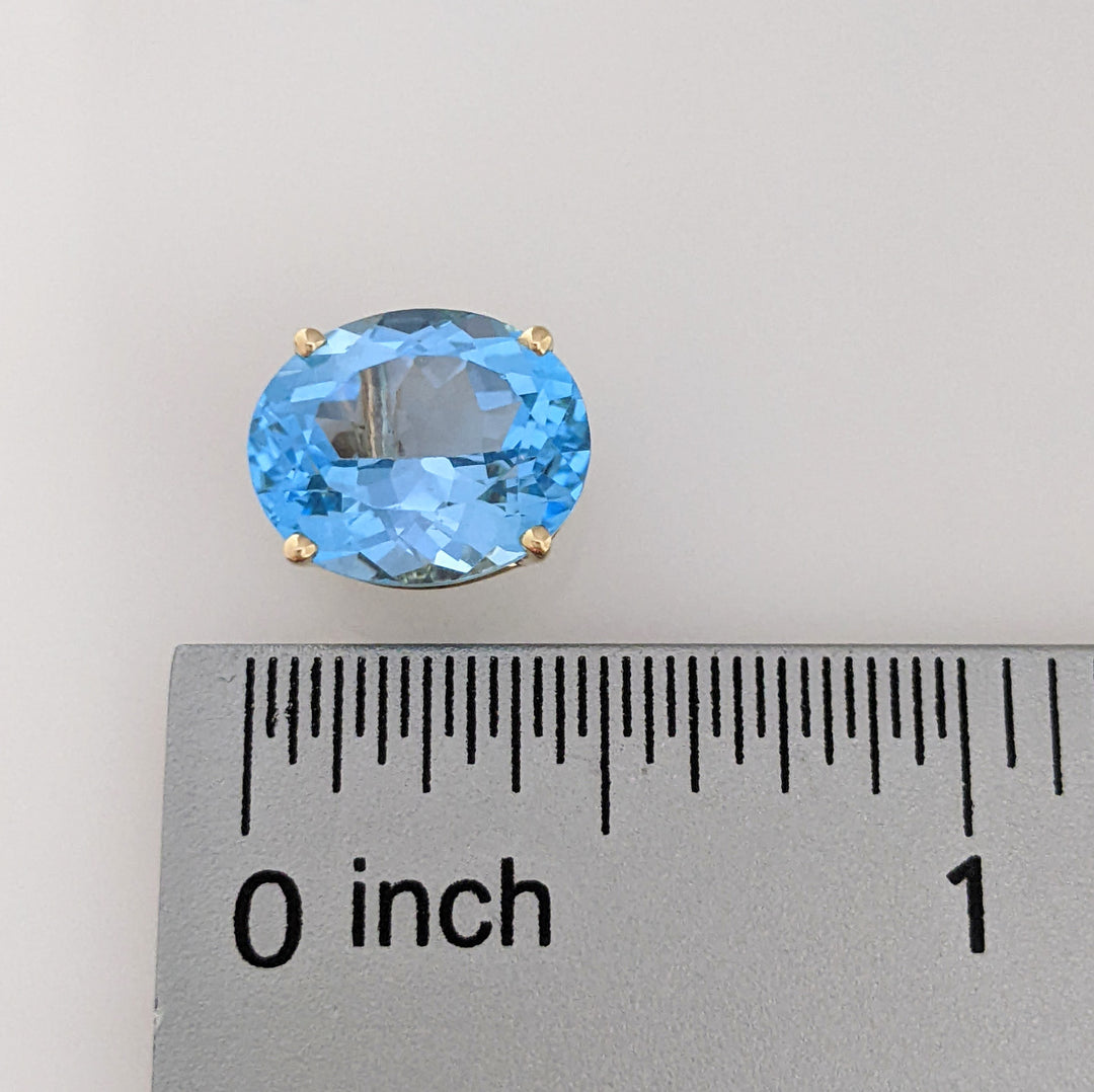 14K BLUE TOPAZ OVAL 10X12 ESTATE STUD EARRINGS 3.9 GRAMS