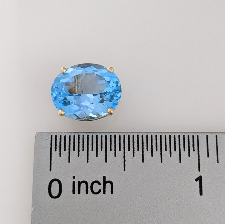 14K BLUE TOPAZ OVAL 10X12 ESTATE STUD EARRINGS 3.9 GRAMS