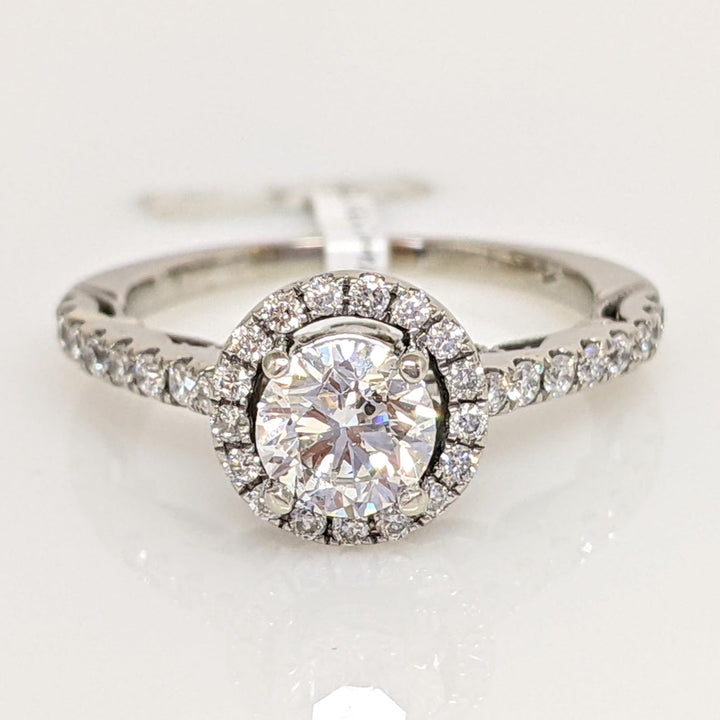 14K 1.11 CARAT TOTAL WEIGHT SI2 F DIAMOND ROUND (36) ESTATE HALO RING 3.0 GRAMS