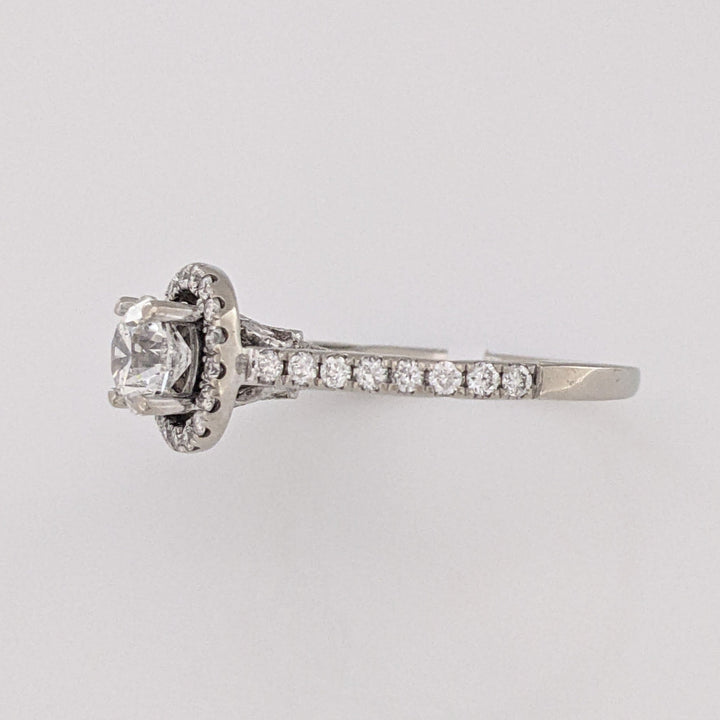 14K 1.11 CARAT TOTAL WEIGHT SI2 F DIAMOND ROUND (36) ESTATE HALO RING 3.0 GRAMS