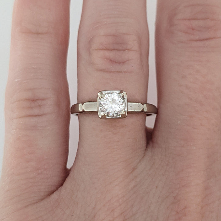 14K WHITE .38 CARAT TOTAL VS2 I DIAMOND ROUND ILLUSION HEAD ESTATE RING 2.2 GRAMS