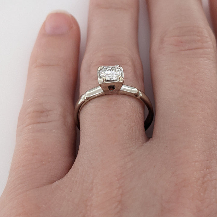 14K WHITE .38 CARAT TOTAL VS2 I DIAMOND ROUND ILLUSION HEAD ESTATE RING 2.2 GRAMS