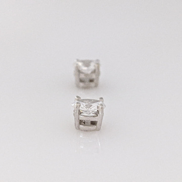 14K WHITE .42 CARAT TOTAL WEIGHT SI2 F DIAMOND OVAL ESTATE STUD EARRINGS 0.7 GRAMS