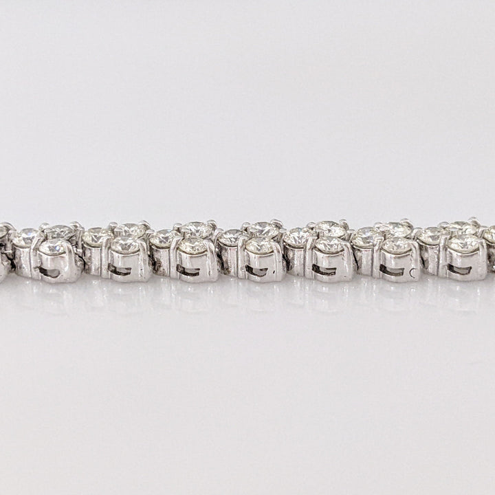14K WHITE RHODIUM 4.14 CARAT TOTAL WEIGHT SI1 K DIAMOND ROUND (92) 3-CLUSTER ESTATE TENNIS BRACELET 15.1 GRAMS
