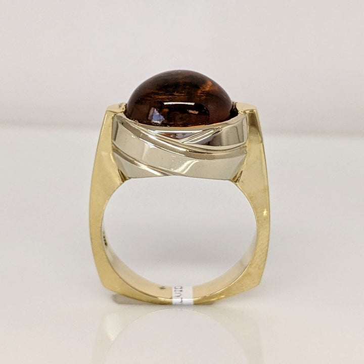 14K CITRINE OVAL CABOCHON 9X11 EURO SHANK ESTATE RING 8.0 GRAMS
