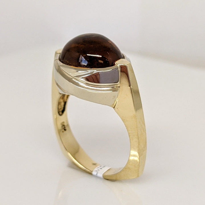14K CITRINE OVAL CABOCHON 9X11 EURO SHANK ESTATE RING 8.0 GRAMS