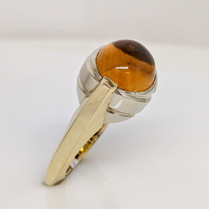 14K CITRINE OVAL CABOCHON 9X11 EURO SHANK ESTATE RING 8.0 GRAMS