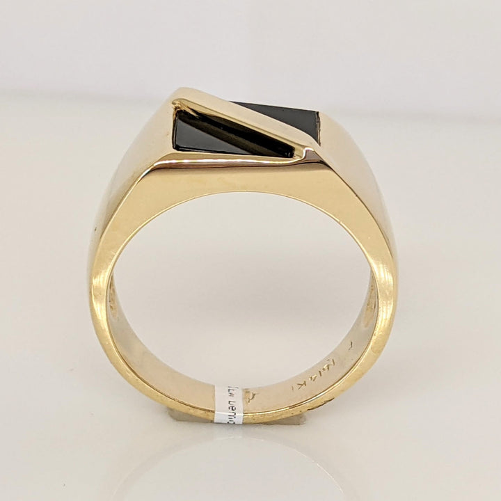 14K ONYX TRIANGLE (2) TOP ESTATE RING 16.0 GRAMS