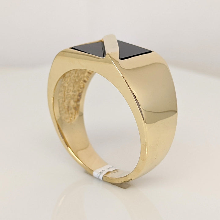 14K ONYX TRIANGLE (2) TOP ESTATE RING 16.0 GRAMS