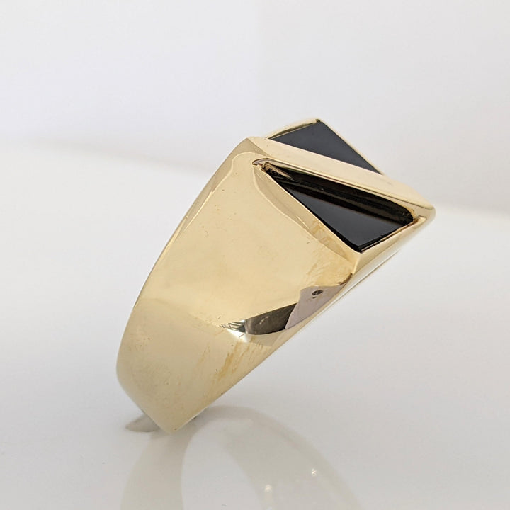 14K ONYX TRIANGLE (2) TOP ESTATE RING 16.0 GRAMS