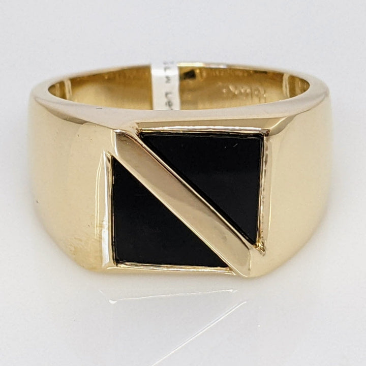 14K ONYX TRIANGLE (2) TOP ESTATE RING 16.0 GRAMS
