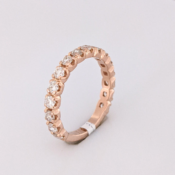 14K ROSE .72 CARAT TOTAL WEIGHT SI2 I DIAMOND ROUND (16) PRONG SET ESTATE BAND 2.4 GRAMS