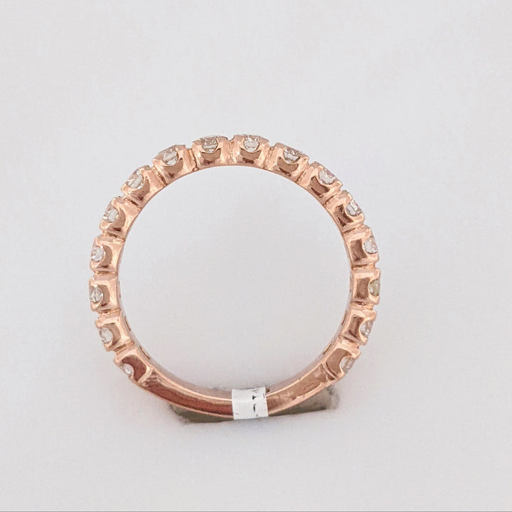 14K ROSE .72 CARAT TOTAL WEIGHT SI2 I DIAMOND ROUND (16) PRONG SET ESTATE BAND 2.4 GRAMS
