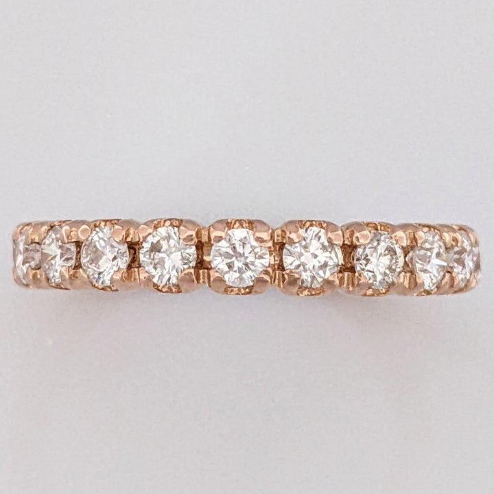 14K ROSE .72 CARAT TOTAL WEIGHT SI2 I DIAMOND ROUND (16) PRONG SET ESTATE BAND 2.4 GRAMS
