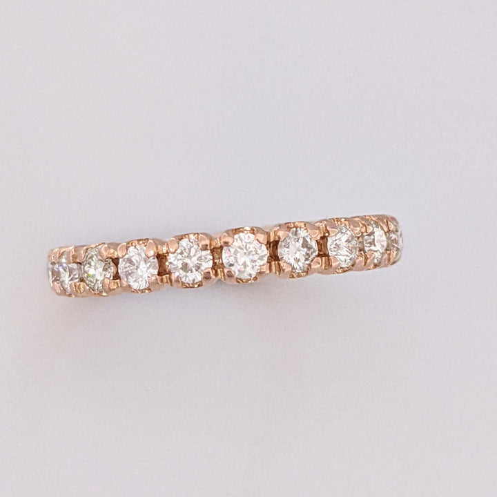 14K ROSE .72 CARAT TOTAL WEIGHT SI2 I DIAMOND ROUND (16) PRONG SET ESTATE BAND 2.4 GRAMS