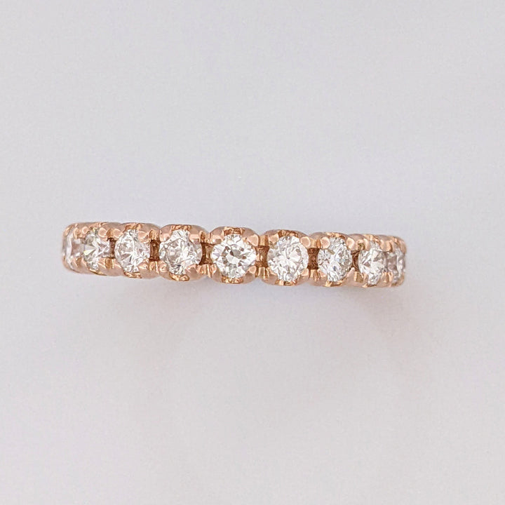 14K ROSE .72 CARAT TOTAL WEIGHT SI2 I DIAMOND ROUND (16) PRONG SET ESTATE BAND 2.4 GRAMS