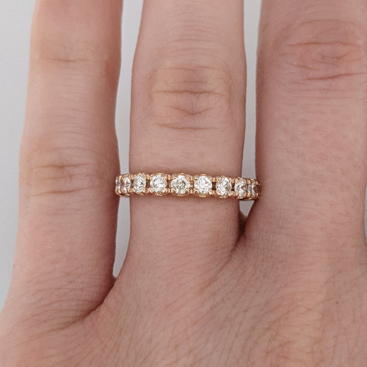 14K ROSE .72 CARAT TOTAL WEIGHT SI2 I DIAMOND ROUND (16) PRONG SET ESTATE BAND 2.4 GRAMS