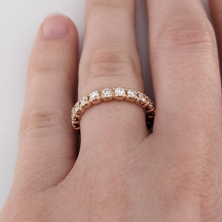 14K ROSE .72 CARAT TOTAL WEIGHT SI2 I DIAMOND ROUND (16) PRONG SET ESTATE BAND 2.4 GRAMS