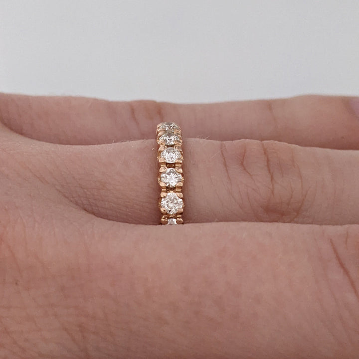 14K ROSE .72 CARAT TOTAL WEIGHT SI2 I DIAMOND ROUND (16) PRONG SET ESTATE BAND 2.4 GRAMS