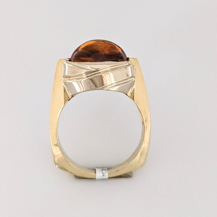 14K CITRINE OVAL CABOCHON 9X11 EURO SHANK ESTATE RING 8.0 GRAMS
