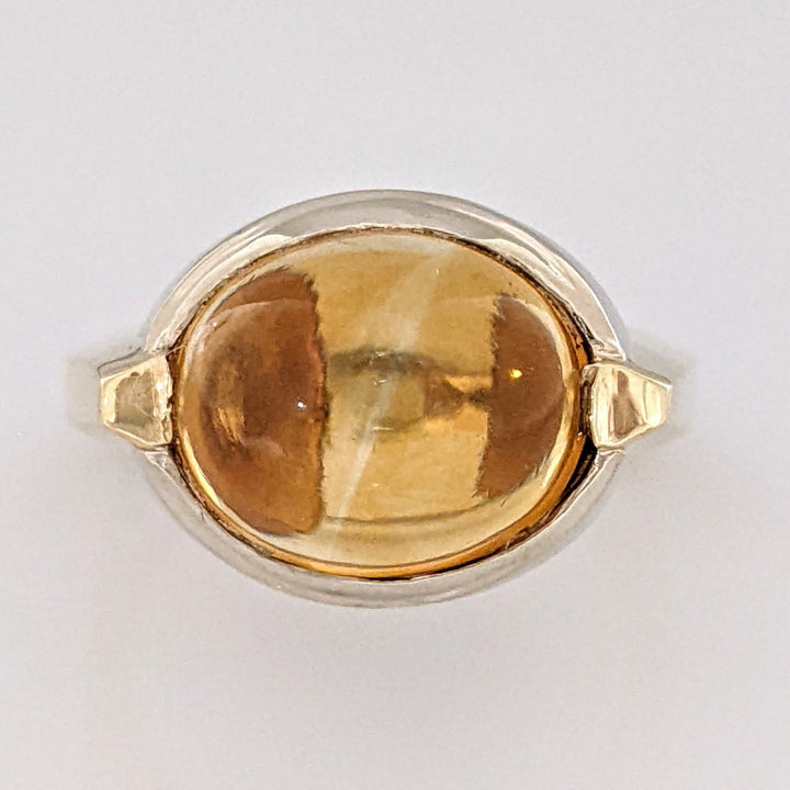 14K CITRINE OVAL CABOCHON 9X11 EURO SHANK ESTATE RING 8.0 GRAMS
