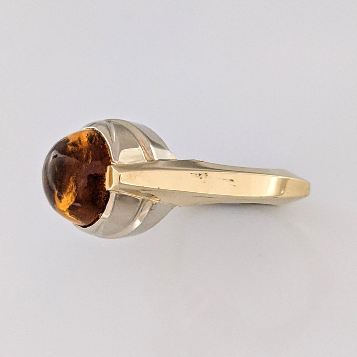 14K CITRINE OVAL CABOCHON 9X11 EURO SHANK ESTATE RING 8.0 GRAMS