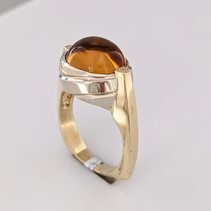 14K CITRINE OVAL CABOCHON 9X11 EURO SHANK ESTATE RING 8.0 GRAMS