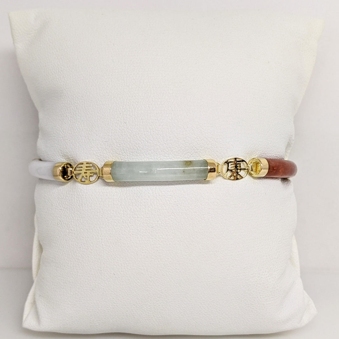 14K JADE BARREL 5X27 (5) ESTATE BRACELET 9.4 GRAMS
