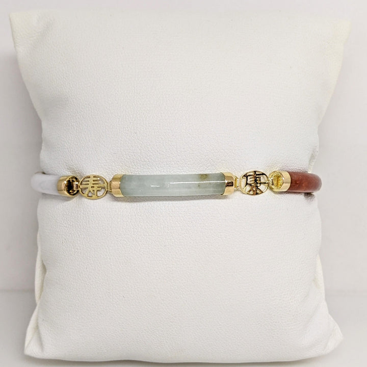 14K JADE BARREL 5X27 (5) ESTATE BRACELET 9.4 GRAMS