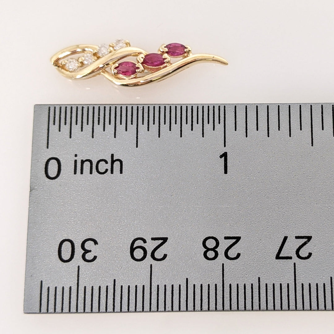 14K RUBY MARQUISE (6) 2X4 WITH (8) MELEE ESTATE EARRINGS 3.2 GRAMS
