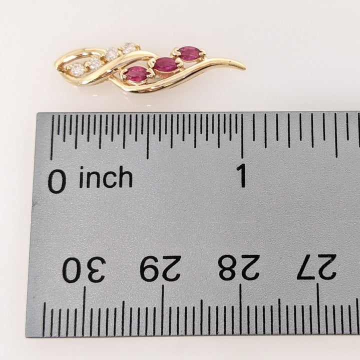 14K RUBY MARQUISE (6) 2X4 WITH (8) MELEE ESTATE EARRINGS 3.2 GRAMS