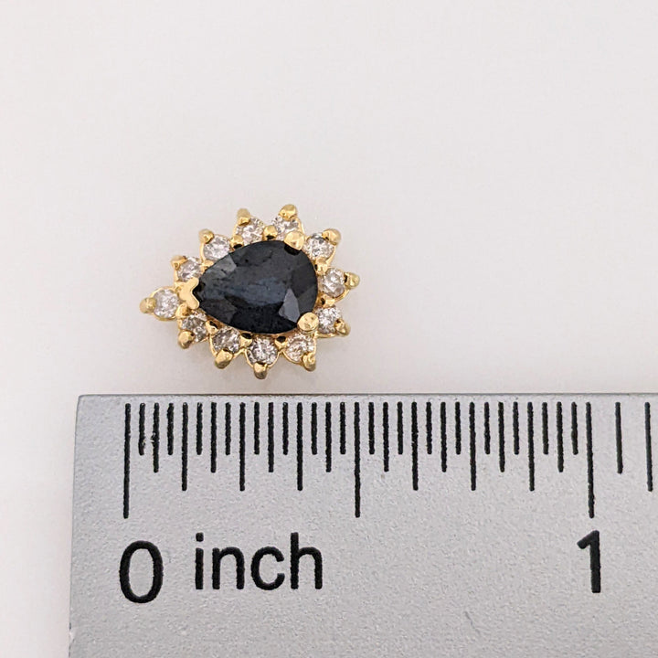 14K SAPPHIRE PEAR 5X7 "C" WITH .36 DIAMOND TOTAL WEIGHT (24) ESTATE EARRINGS 2.9 GRAMS