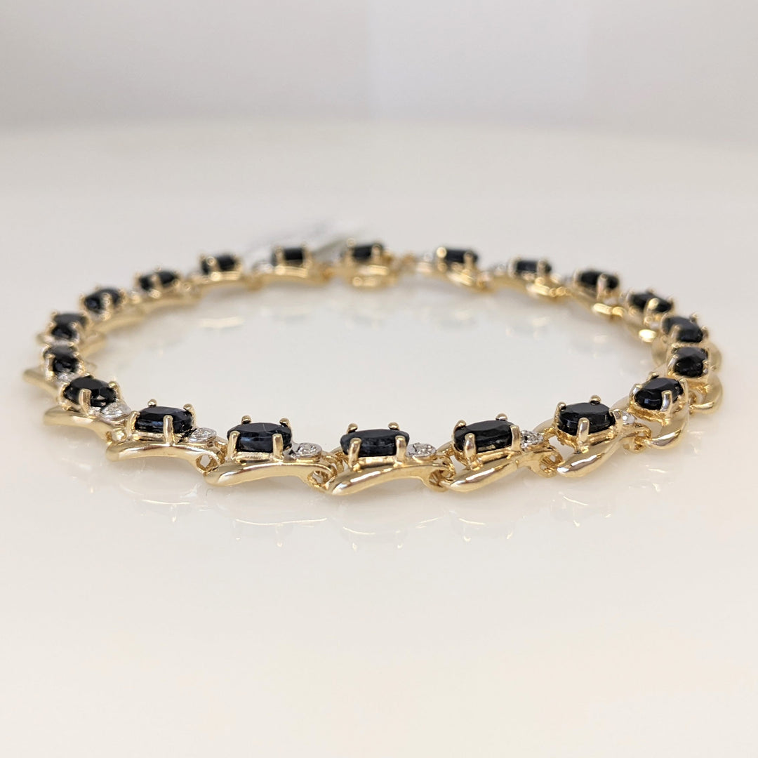 10K SAPPHIRE "C" OVAL (20) 3X5 WITH (20) MELEE ESTATE BRACELET 8.2 GRAMS