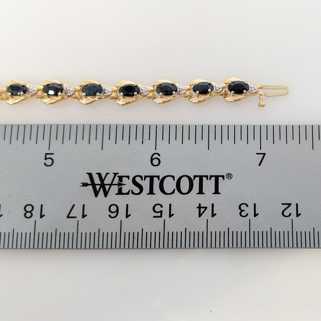 10K SAPPHIRE "C" OVAL (20) 3X5 WITH (20) MELEE ESTATE BRACELET 8.2 GRAMS