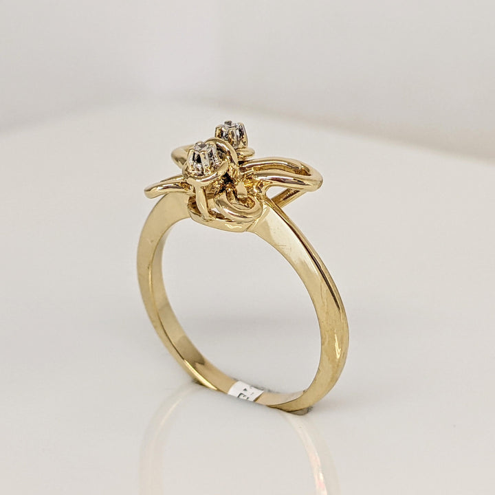 14K DIAMOND ROUND (2) BUTTERFLY ESTATE RING 3.5 GRAMS