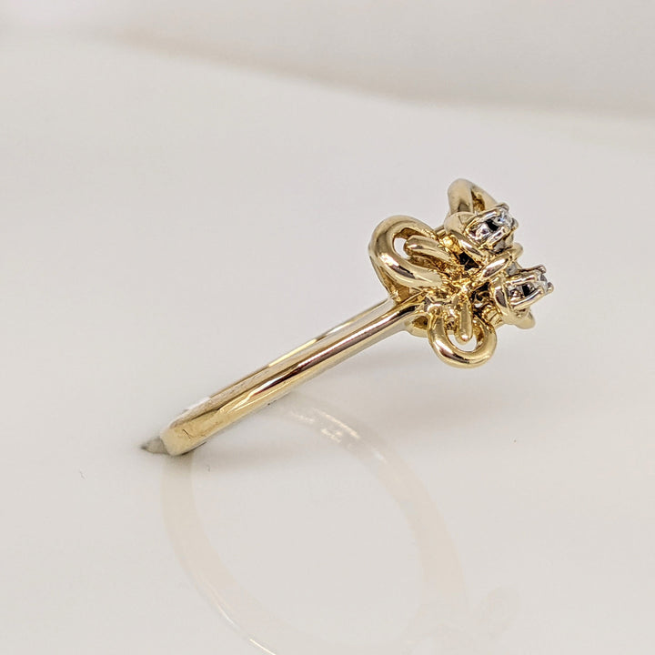 14K DIAMOND ROUND (2) BUTTERFLY ESTATE RING 3.5 GRAMS