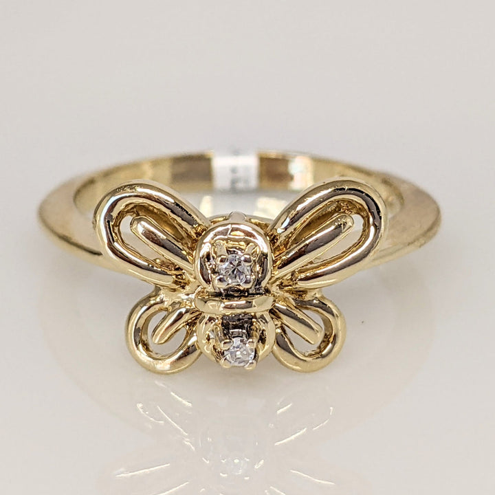 14K DIAMOND ROUND (2) BUTTERFLY ESTATE RING 3.5 GRAMS