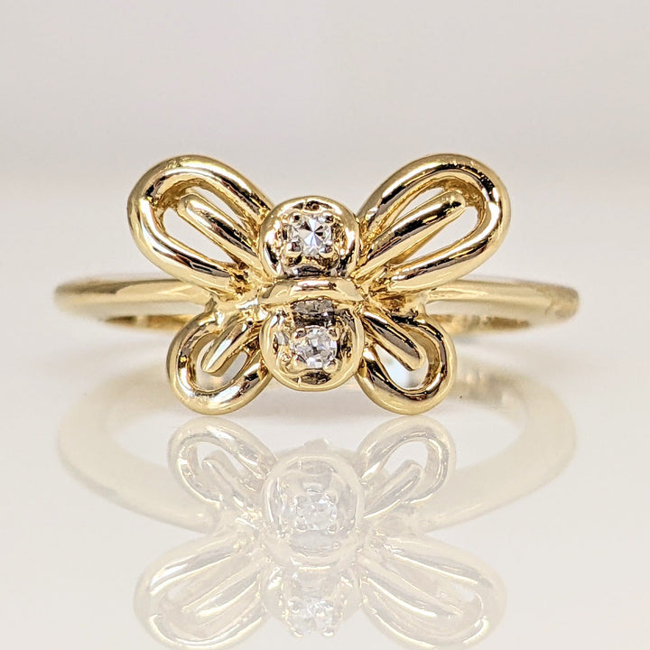 14K DIAMOND ROUND (2) BUTTERFLY ESTATE RING 3.5 GRAMS
