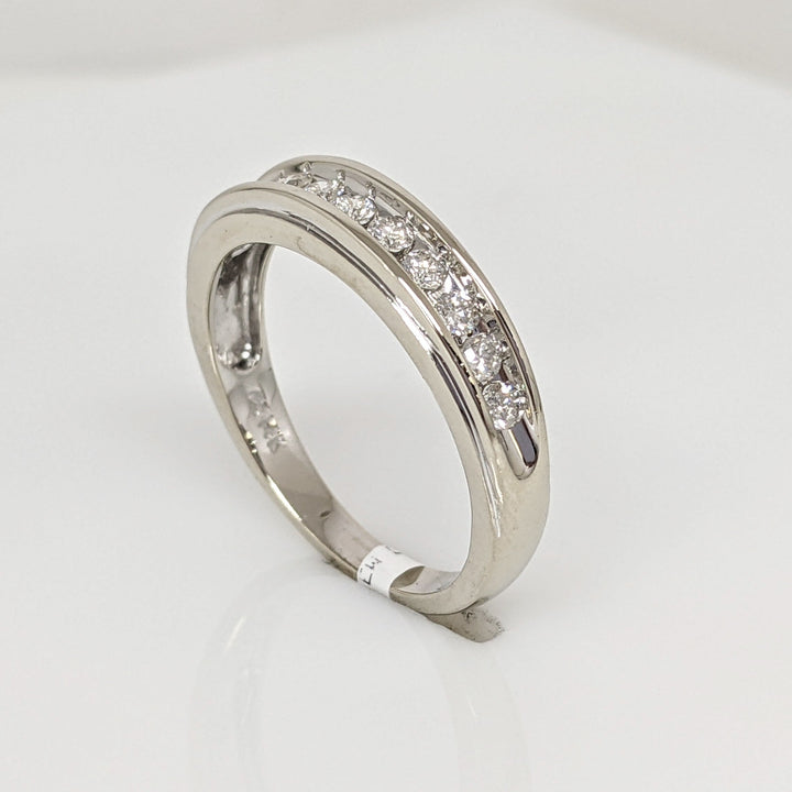 14K WHITE .33 CARAT TOTAL WEIGHT I1 H DIAMOND ROUND (11) ESTATE CHANNEL SET BAND 3.7 GRAMS