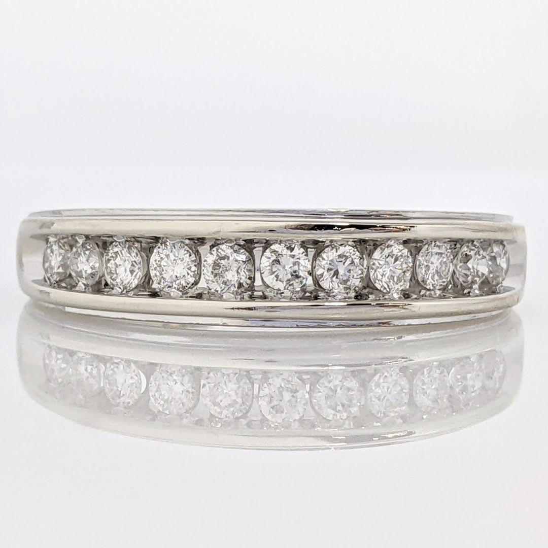 14K WHITE .33 CARAT TOTAL WEIGHT I1 H DIAMOND ROUND (11) ESTATE CHANNEL SET BAND 3.7 GRAMS