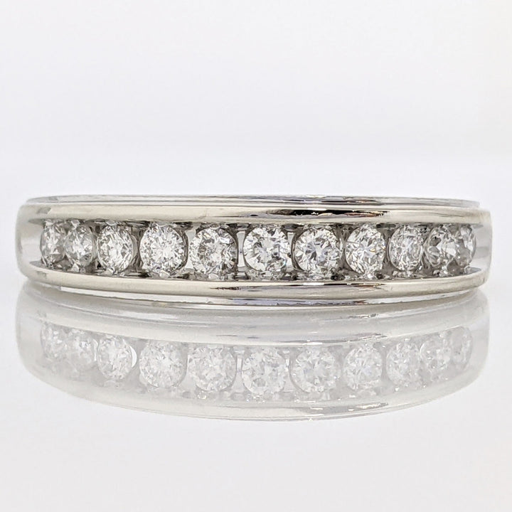 14K WHITE .33 CARAT TOTAL WEIGHT I1 H DIAMOND ROUND (11) ESTATE CHANNEL SET BAND 3.7 GRAMS