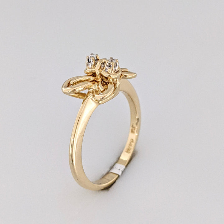 14K DIAMOND ROUND (2) BUTTERFLY ESTATE RING 3.5 GRAMS