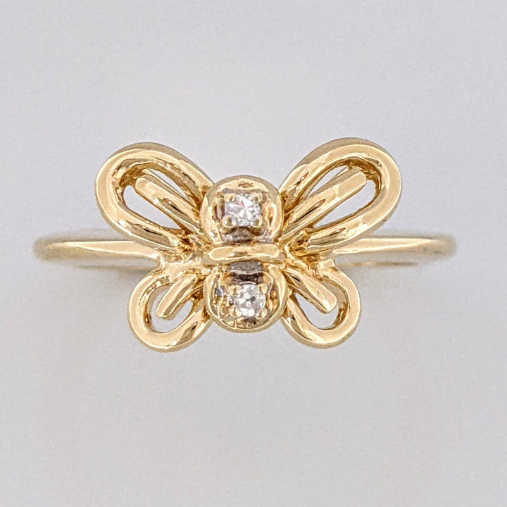 14K DIAMOND ROUND (2) BUTTERFLY ESTATE RING 3.5 GRAMS