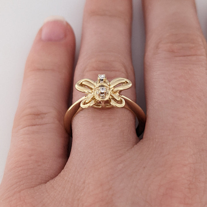 14K DIAMOND ROUND (2) BUTTERFLY ESTATE RING 3.5 GRAMS