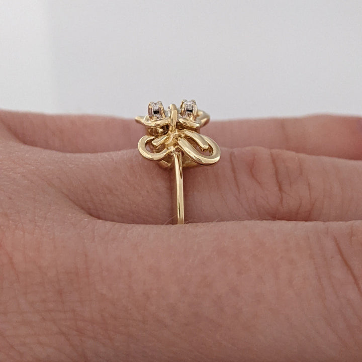 14K DIAMOND ROUND (2) BUTTERFLY ESTATE RING 3.5 GRAMS