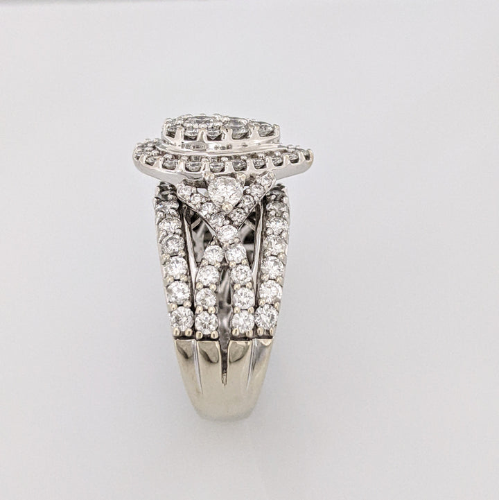 14K WHITE 2.37 CARAT TOTAL WEIGHT SI1 H DIAMOND ROUND (95) ESTATE CLUSTER RING 9.8 GRAMS